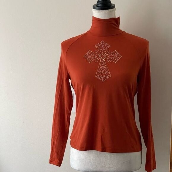 St John Sport By Marie Gray Turtle Neck Long Sleeve Top Size 2 - Picture 1 of 9